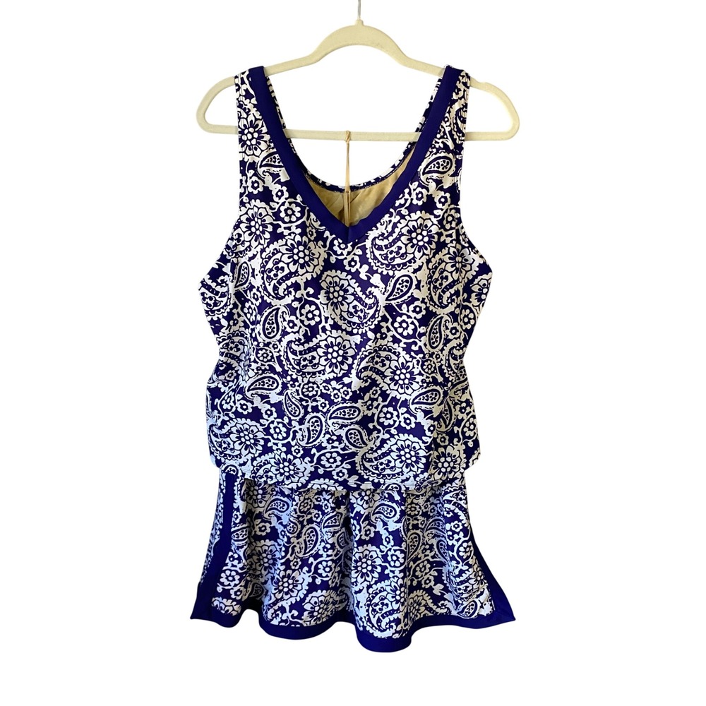Swim365 Womens Purple Paisley Tankini Swim Skirt Set 2PC Size 18 67-0408-4